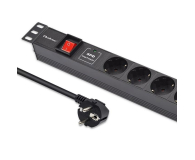 Qoltec Aluminiowa Listwa zasilająca PDU do RACK 19'' 1U 16A 6xSCH - 1257493 - zdjęcie 1